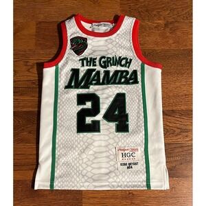 Headgear Classics Kobe Bryant 24 Grinch Mamba Jersey White Green Red Mens XS